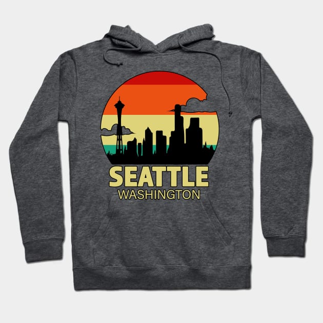 Seattle Washington Cloudy Sunset Hoodie by RKP'sTees